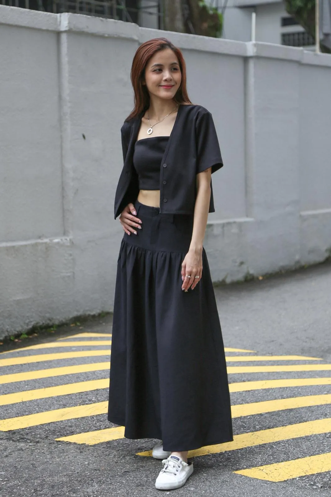 Riviera Drop Waist Maxi Skirt Black Comfortable Feel