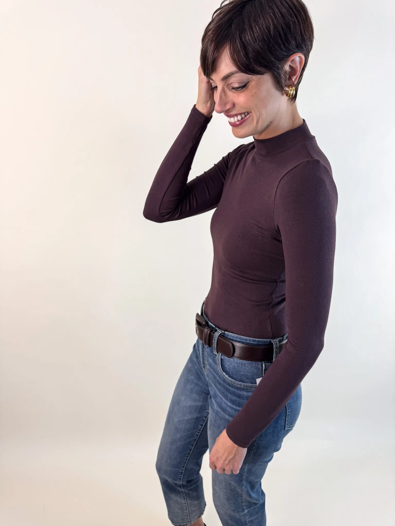 Ronan Mock Neck Long Sleeve Top Socialite Cake