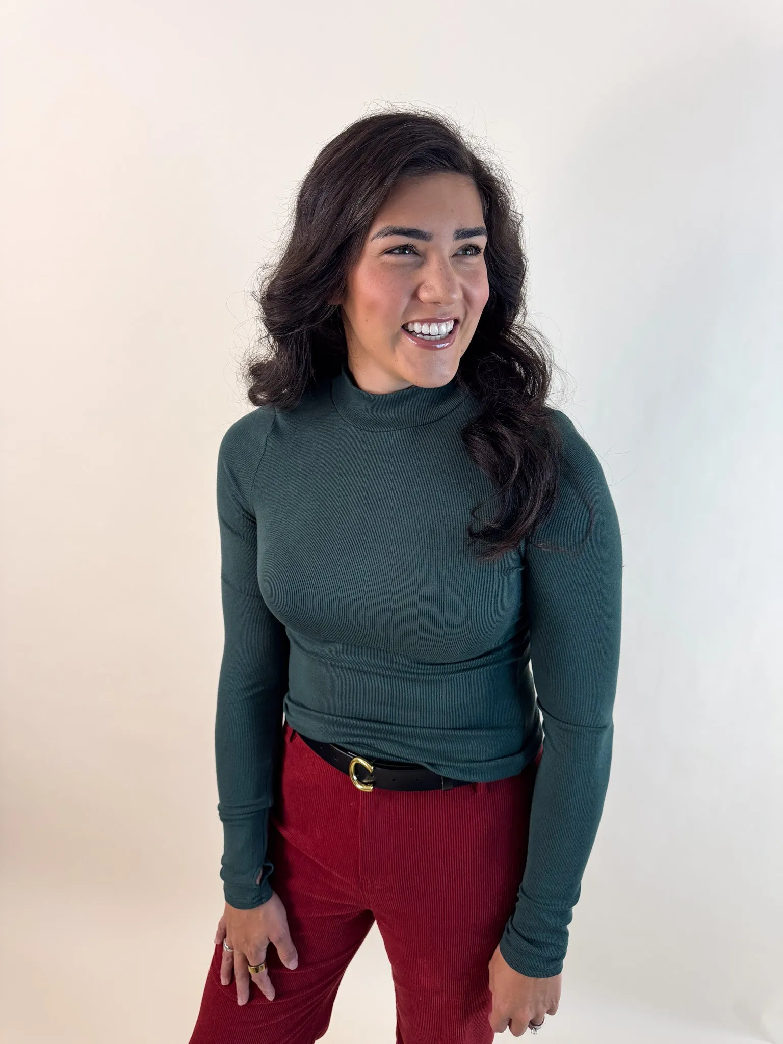 Ronan Mock Neck Long Sleeve Top Island area Custom - made