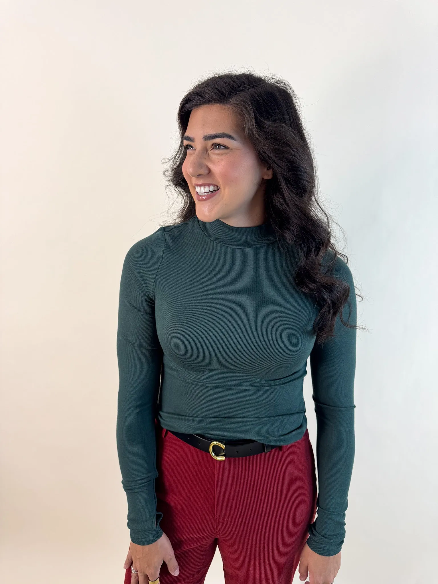 Stretchy Ronan Mock Neck Long Sleeve Top