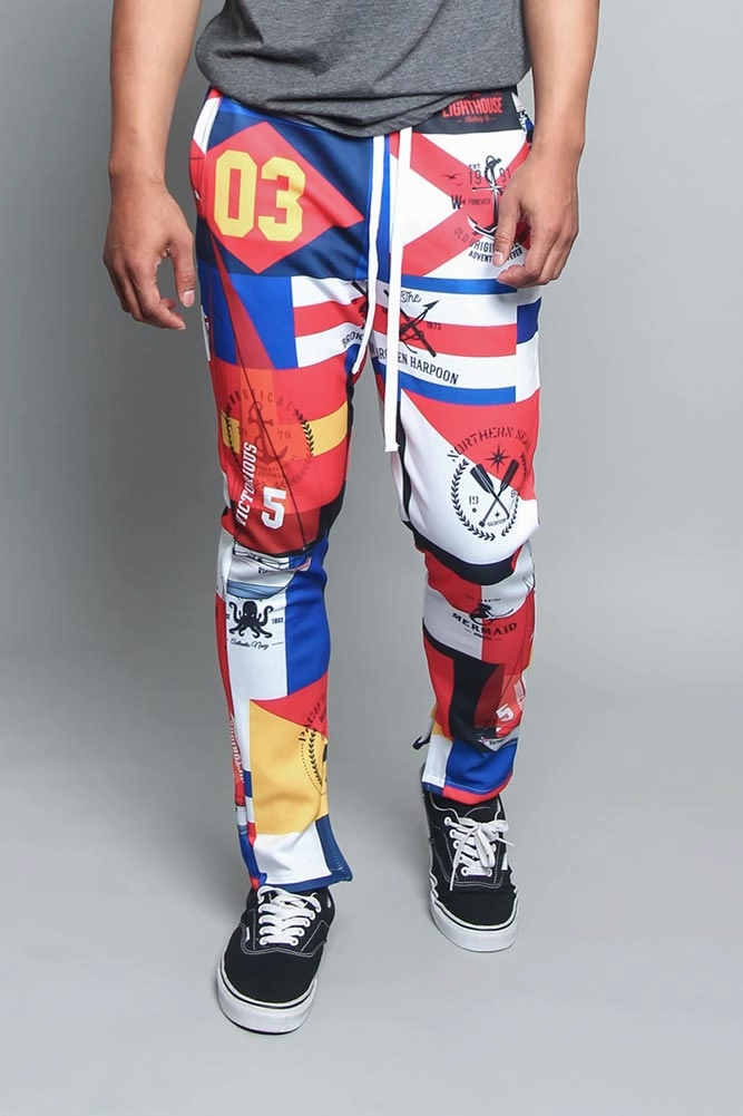 Sailing Flag Track Pants Relax Fit Design