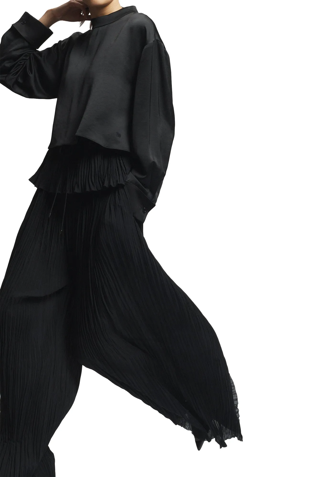 Wide fit Saint Art Hendrix Pleated Pant in Black