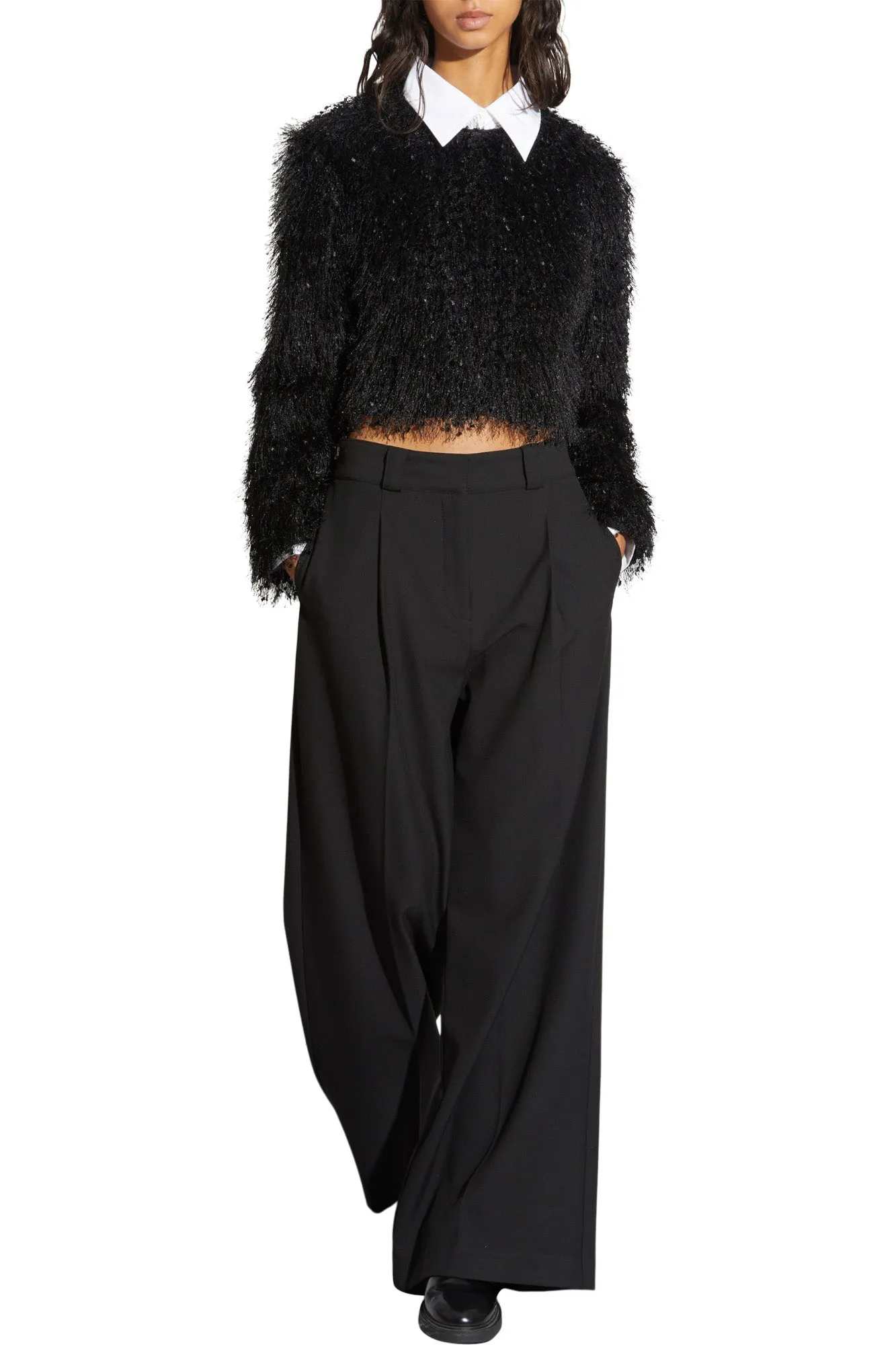 Saint Art Tiffany Mid-Waisted Wide Leg Trouser in Black Sport Performance Move Easy