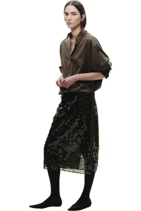 Saint Art Zyon Mesh Sequin Skirt in Olive ResilientElasticBand