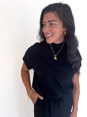 Sally Short Sleeve Sweater- Black Casual Wear Fit