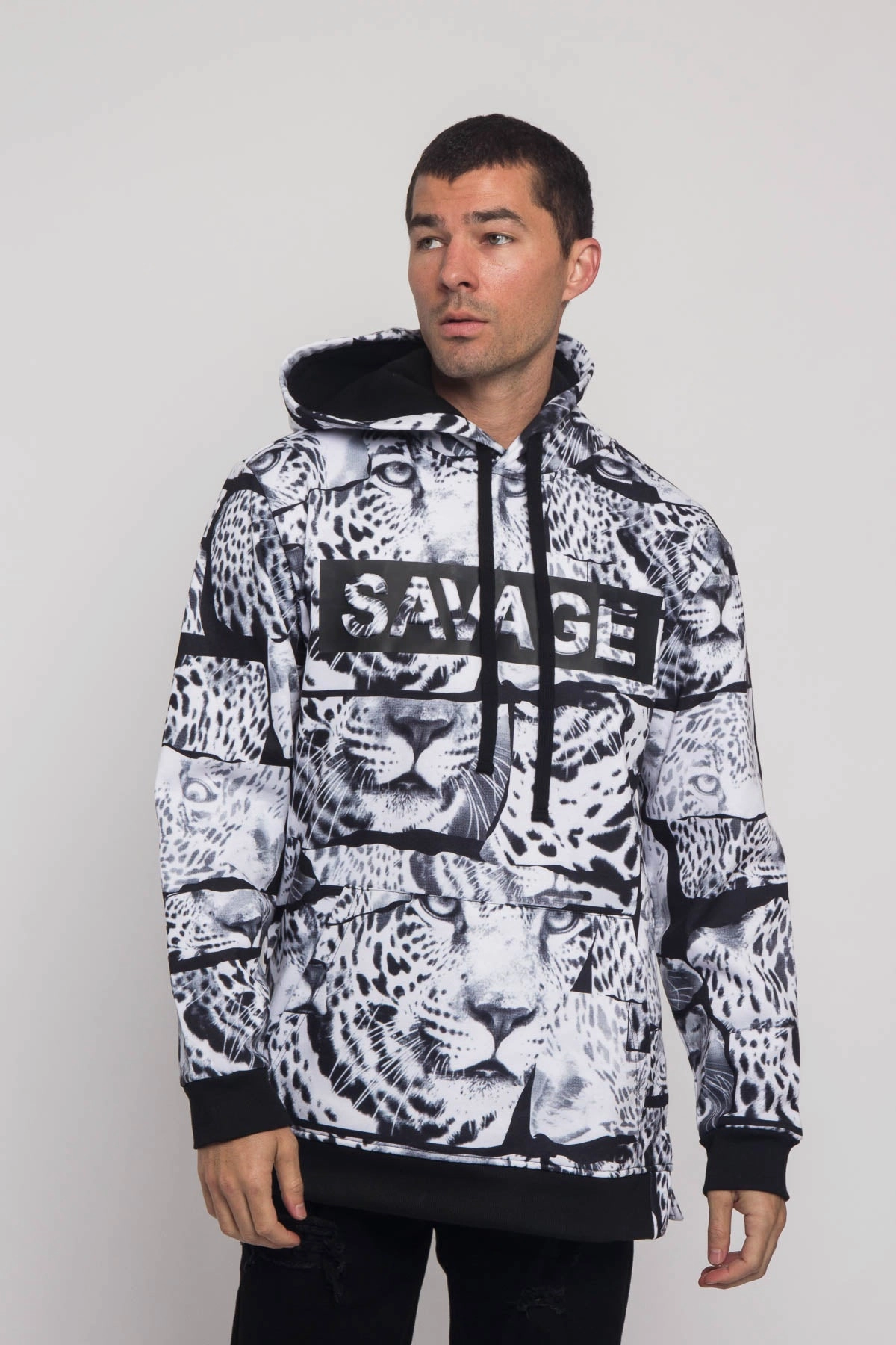 Savage Leopard Fleece Pullover Reinforced Hems WindResistant Coating