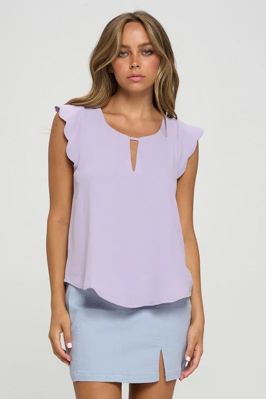 Scalloped Trim Top YarnBlend