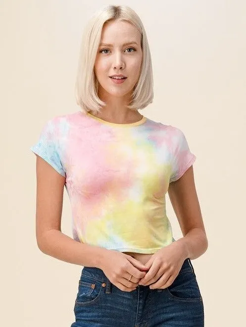 AdjustableHemCuffs Exposure Tie Dye Crop Tee