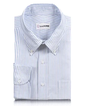 Blue Stripes On Textured White Shirt Evening Elegance