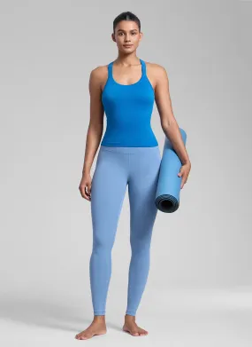 Double Layered Panels Seamless Racerback Built in Bra Ribbed Tank