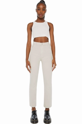 Bold Earthy Universal Basic MOTHER Denim Hustler Flood in Feather Grey