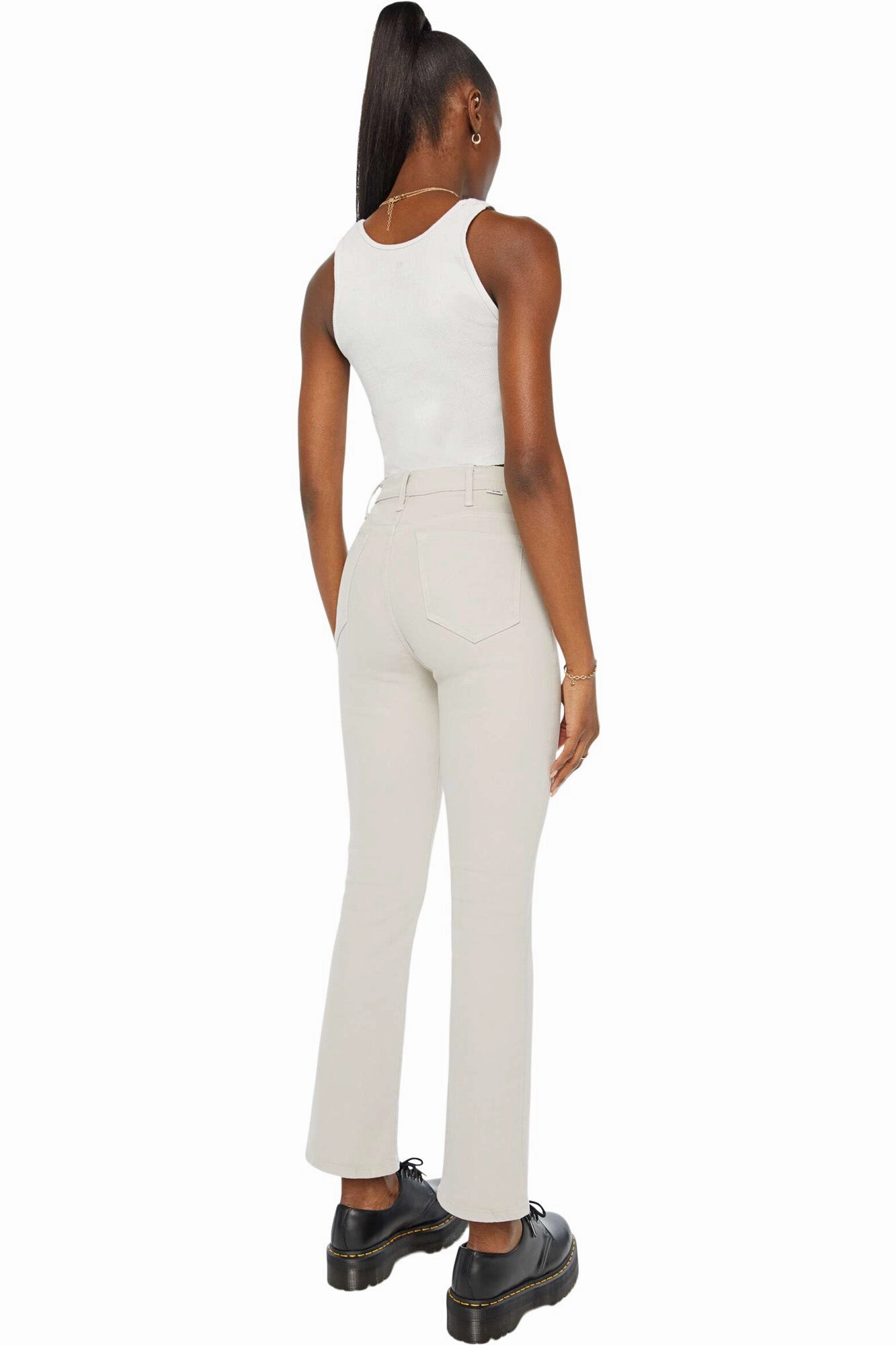 Street Cool Neutral Fabric MOTHER Denim Hustler Flood in Feather Grey