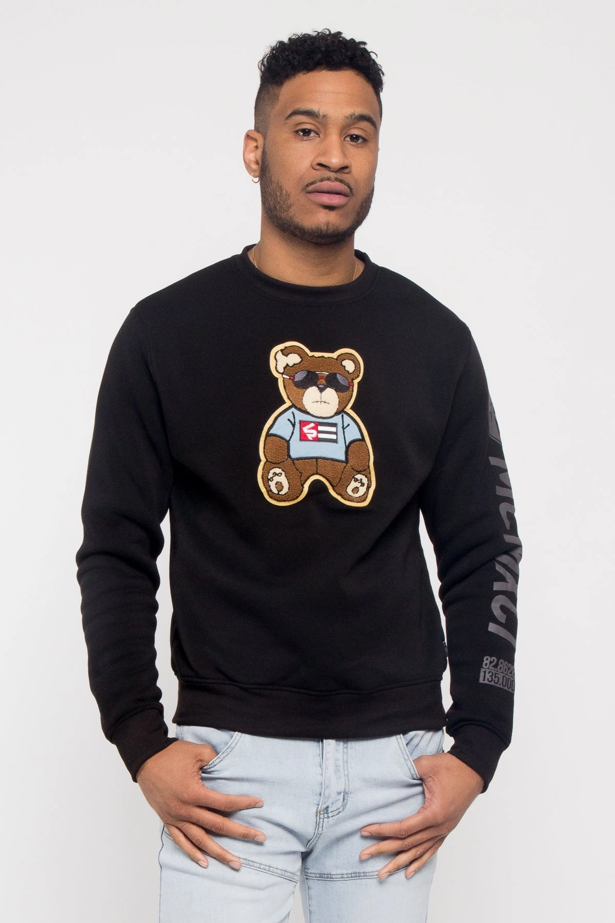 Daily Essential Chenille Bear Patch Fleece Crewneck