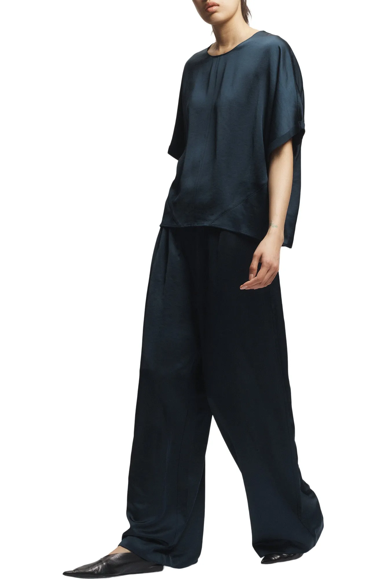 Saint Art Paige Pull on Pants in Navy No Fuss Fit Stretch Waist