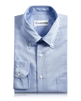 Weekend Casual Comfy Design Blue White Striped Business Shirt