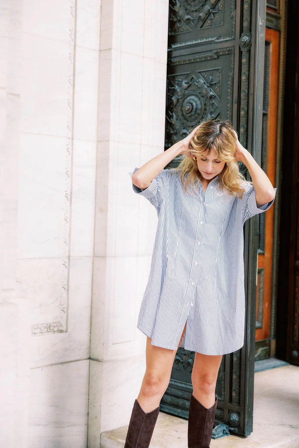 MASON'S DAUGHTER | Anna Dress, Black and White Striped Poplin Mood Look