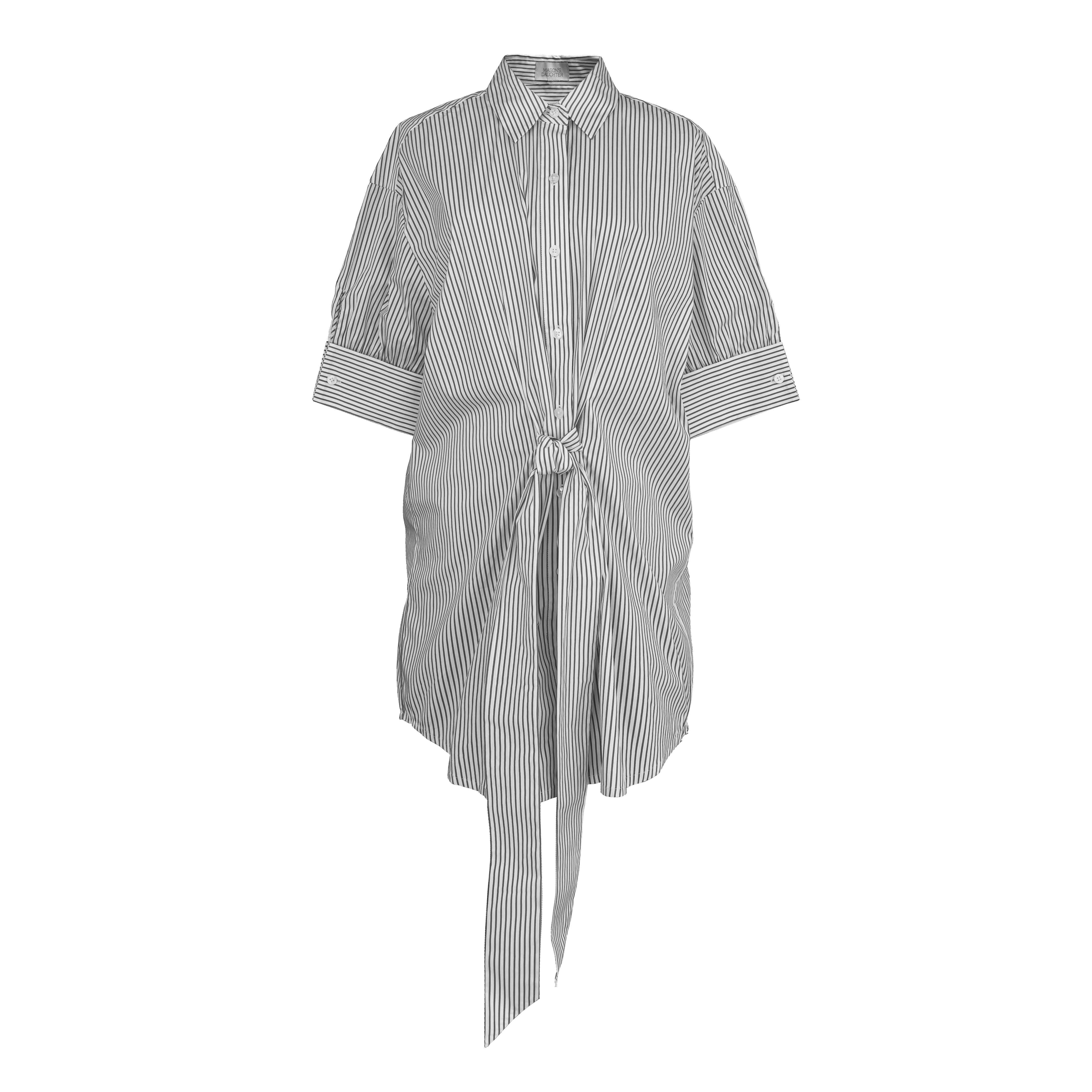 MASON'S DAUGHTER | Anna Dress, Black and White Striped Poplin Classic wrap dress