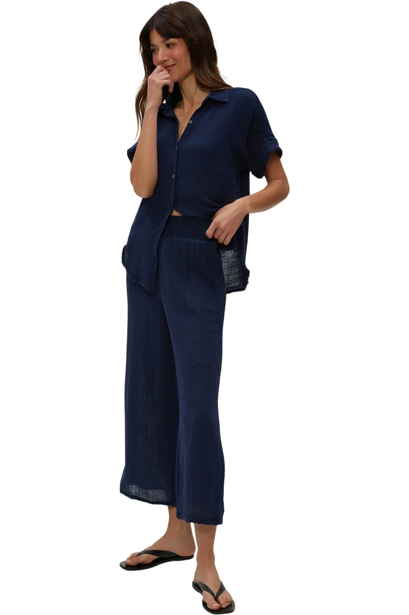 Michael Stars Medina Cropped Gauze Pants in Nocturnal SecureClosureSystem Comfortable Movement