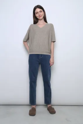 Seychelles Scallop Knit Blouse Taupe (Restock) Ergonomic Cut