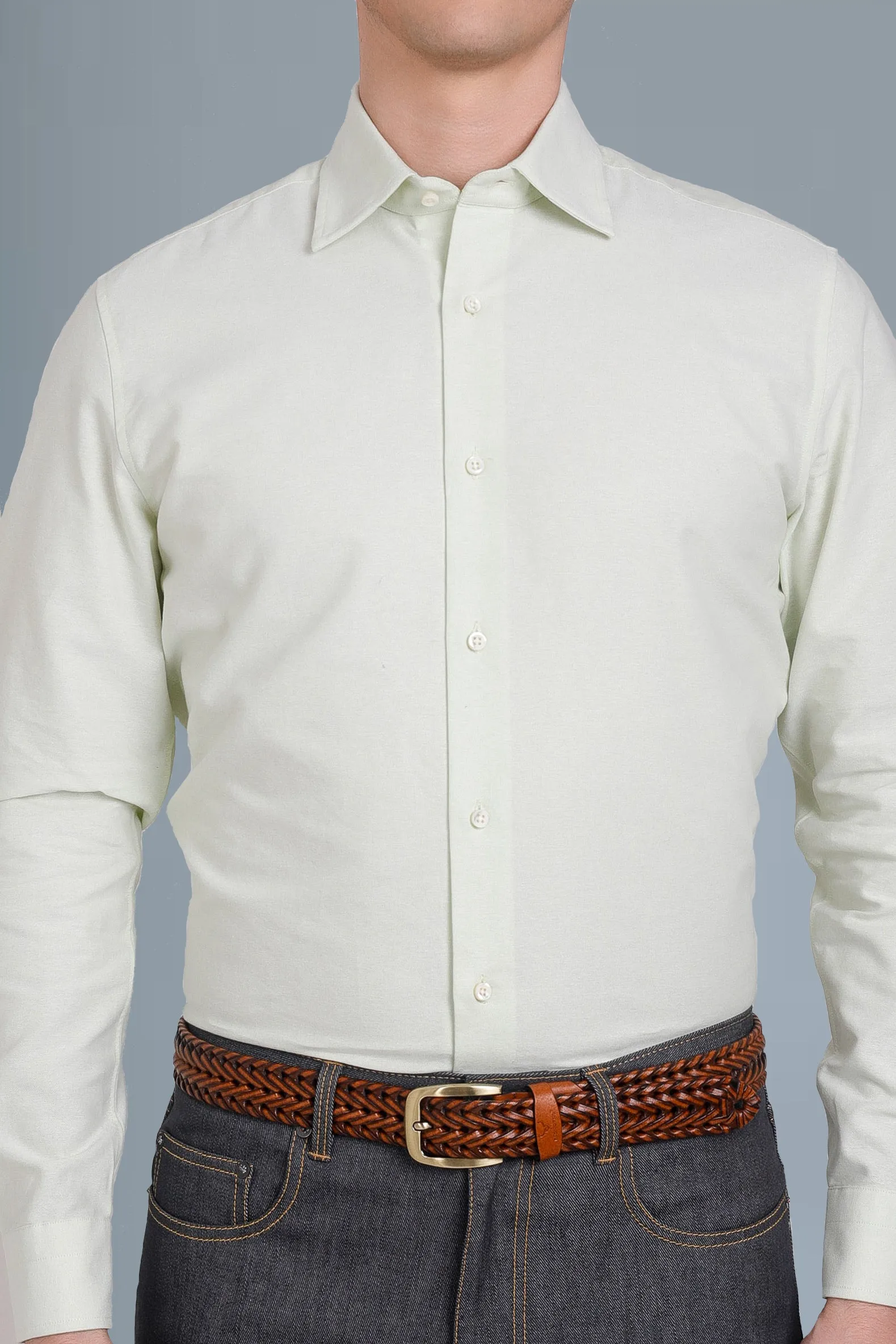 Pale Green Classic Oxford Shirt Year-Round Favorite Soft Texture