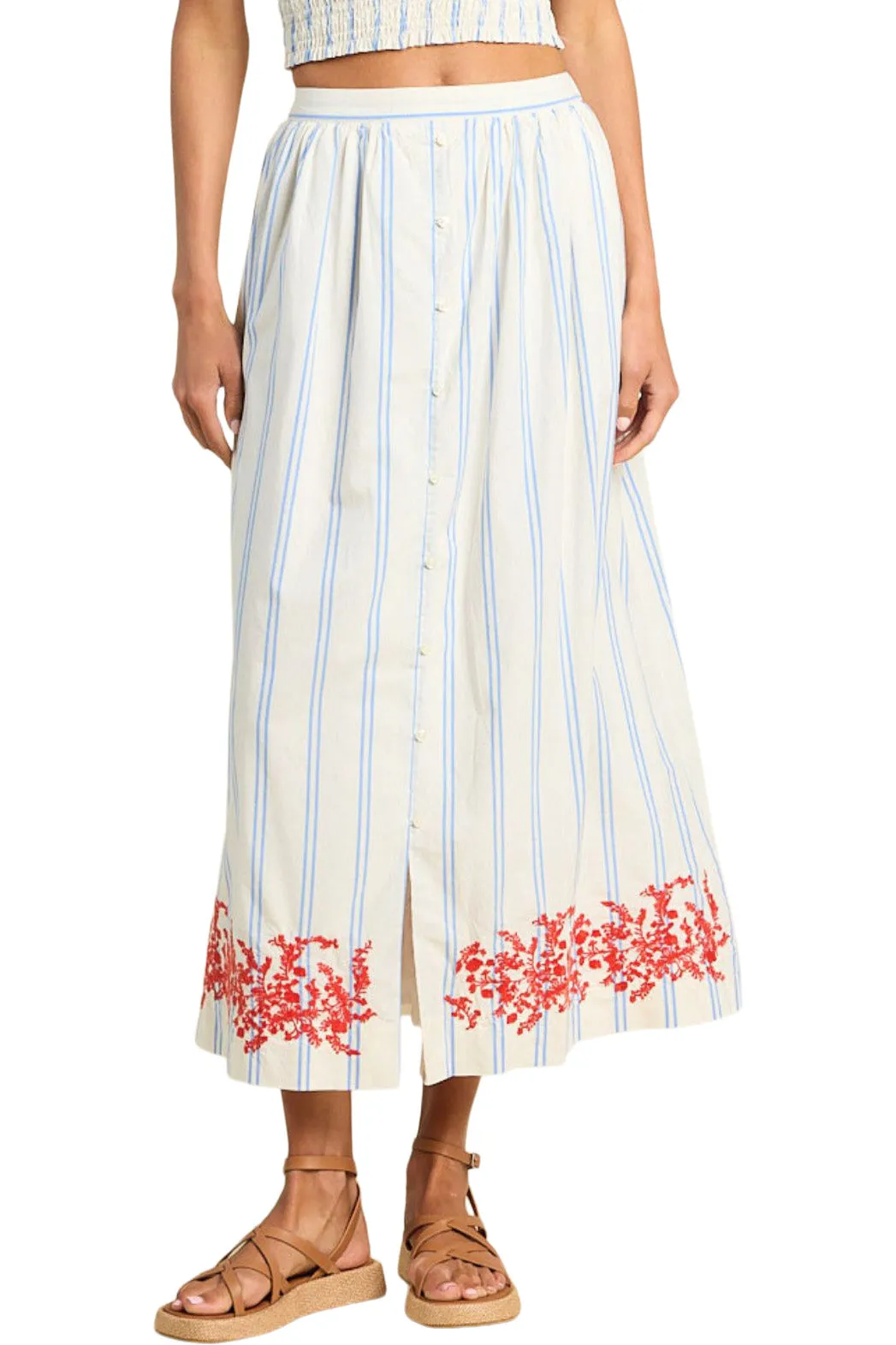 Trovata Birds of Paradis Lisette Skirt in Cerulean Stripe WaterproofTechnology