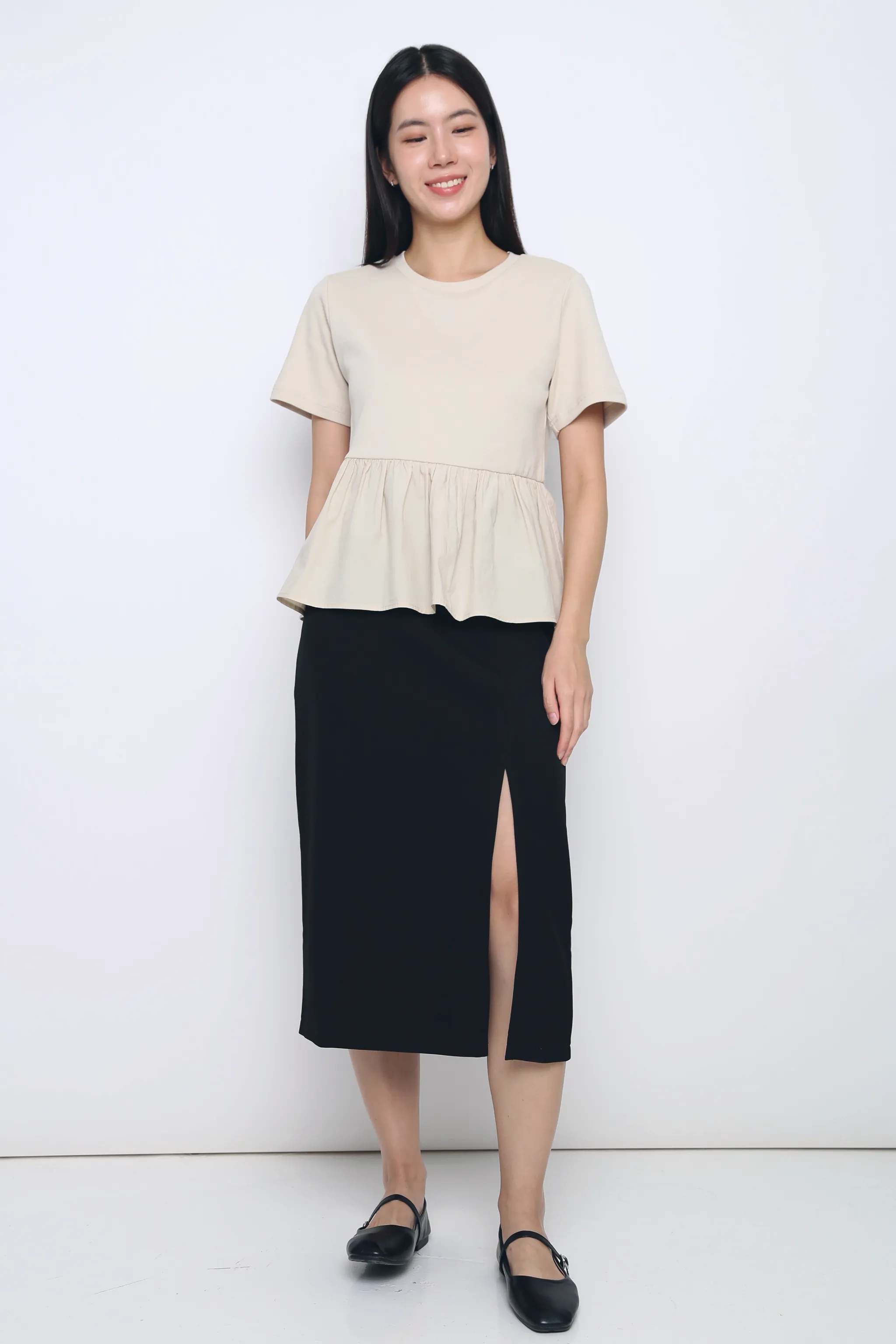 High Collar Protection Design Sightseer Babydoll Top Oat