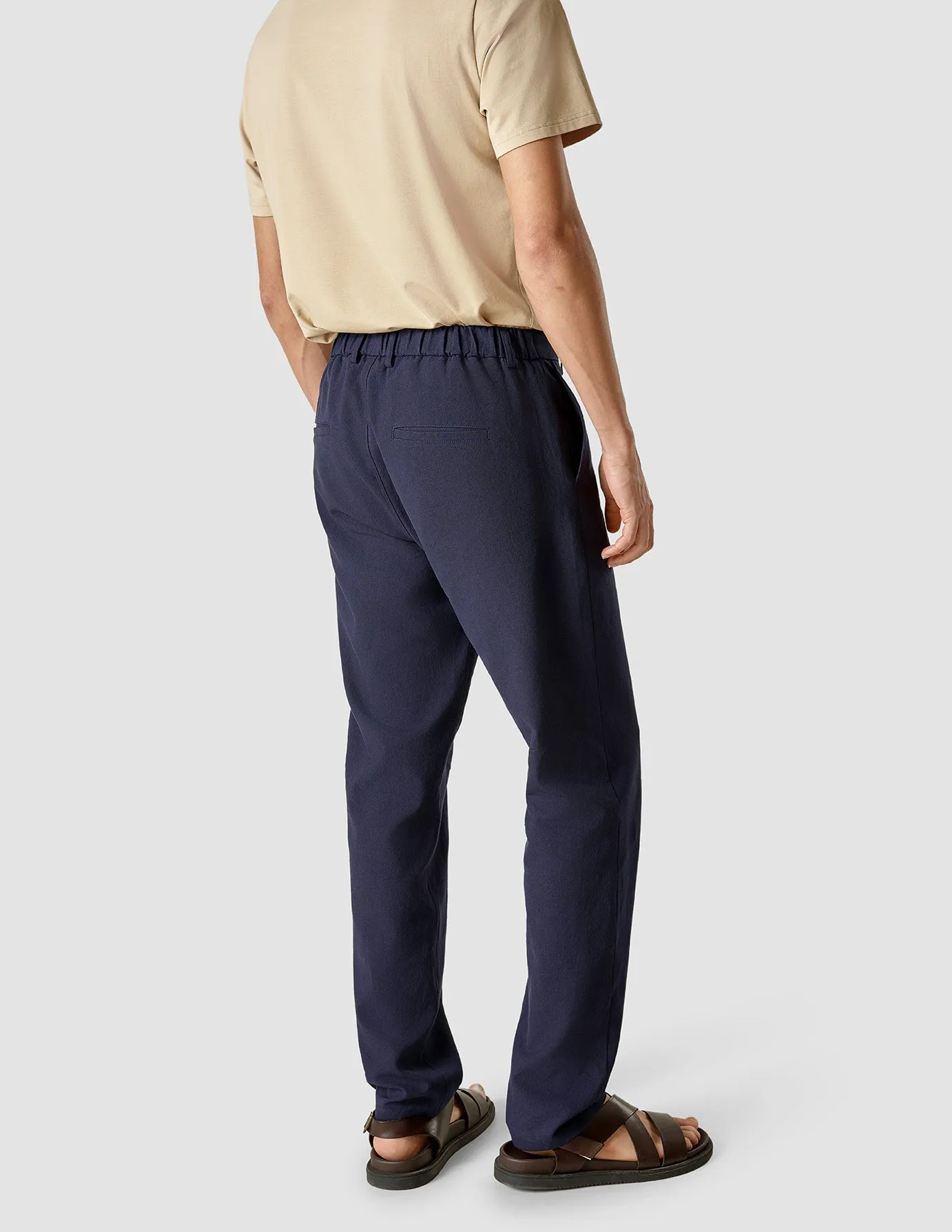 Laser cut Linen Pants Relaxed Fit Navy