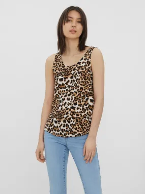 NoSlipGripperBand Metallic Fiber Blend Simply Easy Tank Top - Leopard