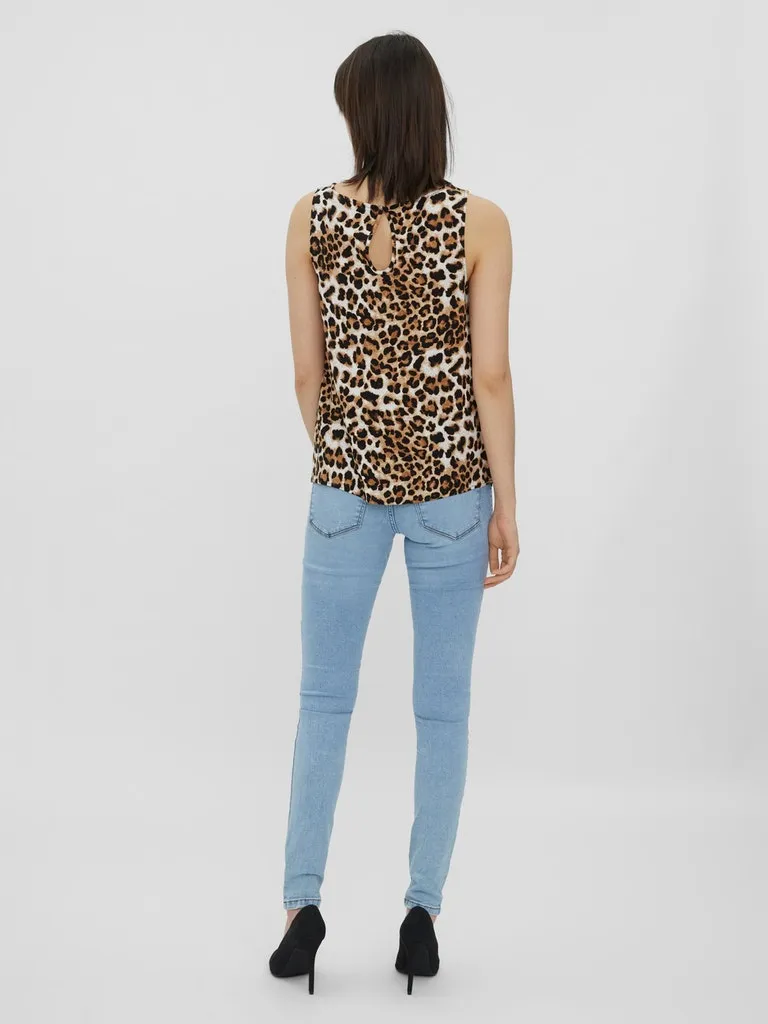 Flexible Knit Fabric Simply Easy Tank Top - Leopard