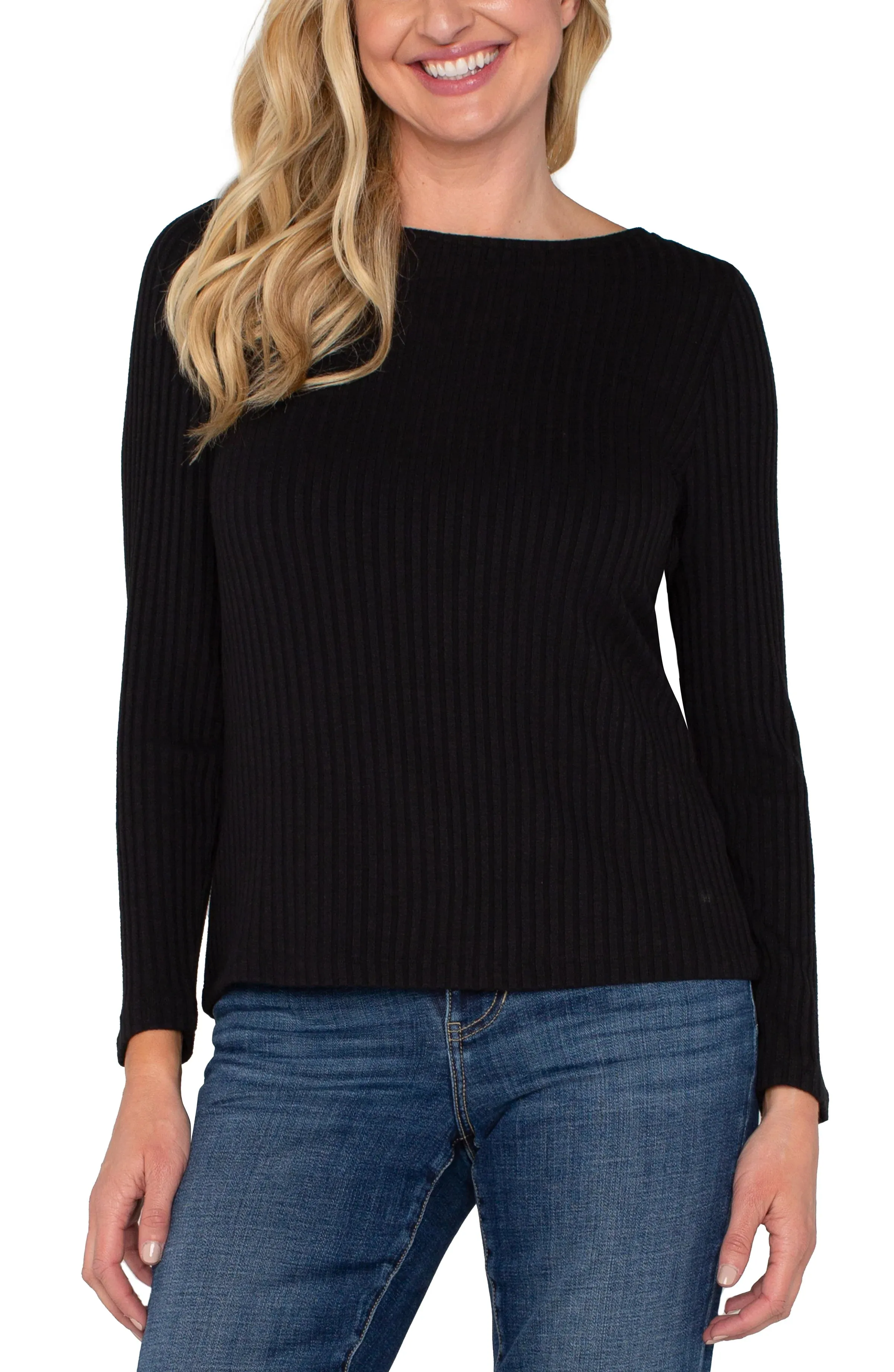 Kristin Black Boat Neck Long Sleeve weekend Fashionista