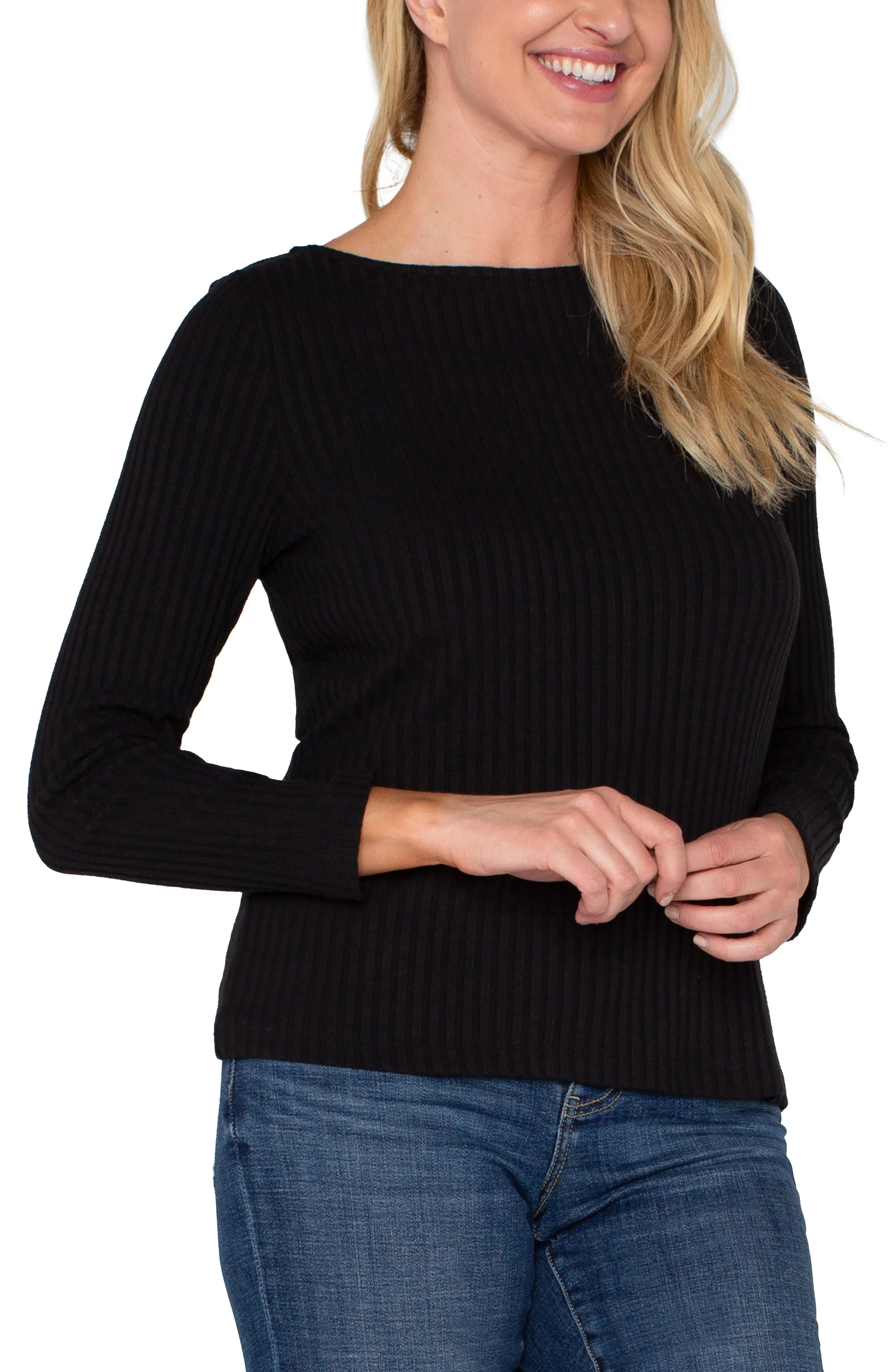 Youthful Toothbrush Kristin Black Boat Neck Long Sleeve
