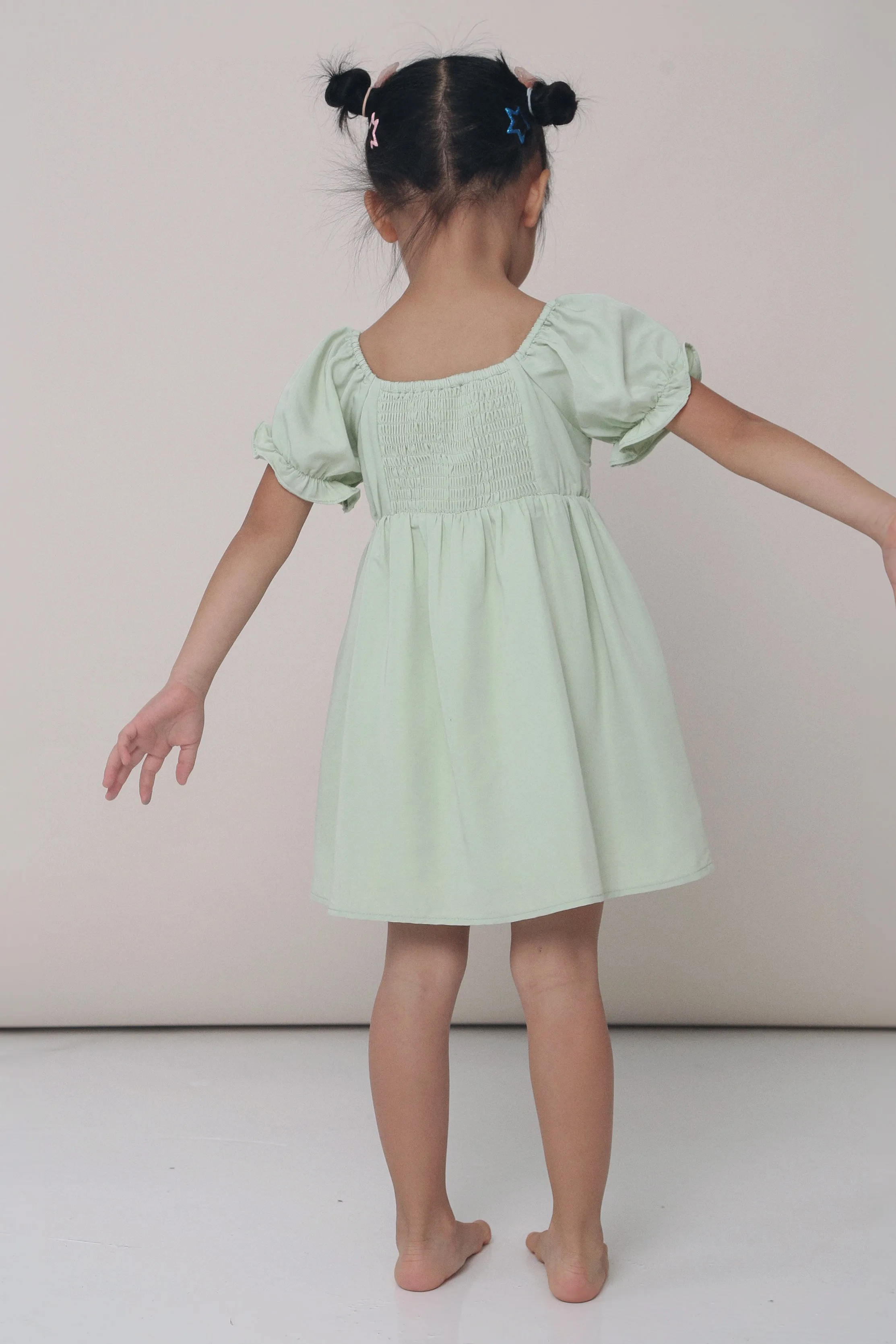 CNY MINI Glennis Ruche Dress Apple Mint Tailored Elegance