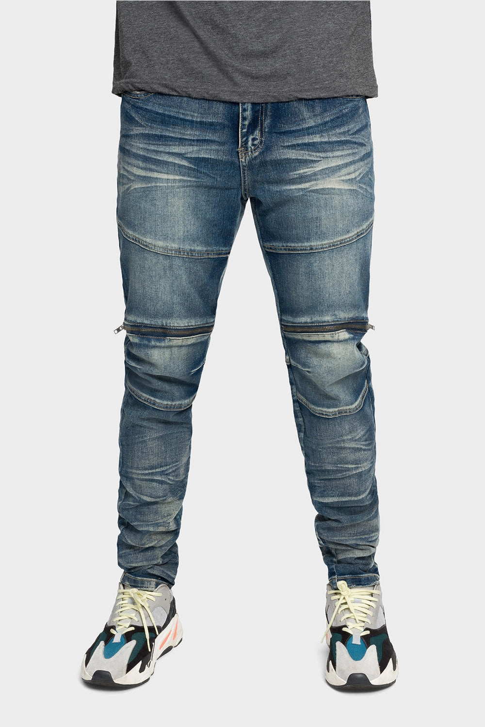 Moto Zipper Skinny Denim Jeans HypoallergenicMaterial