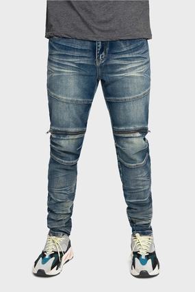 Seamless Comfort Moto Zipper Skinny Denim Jeans