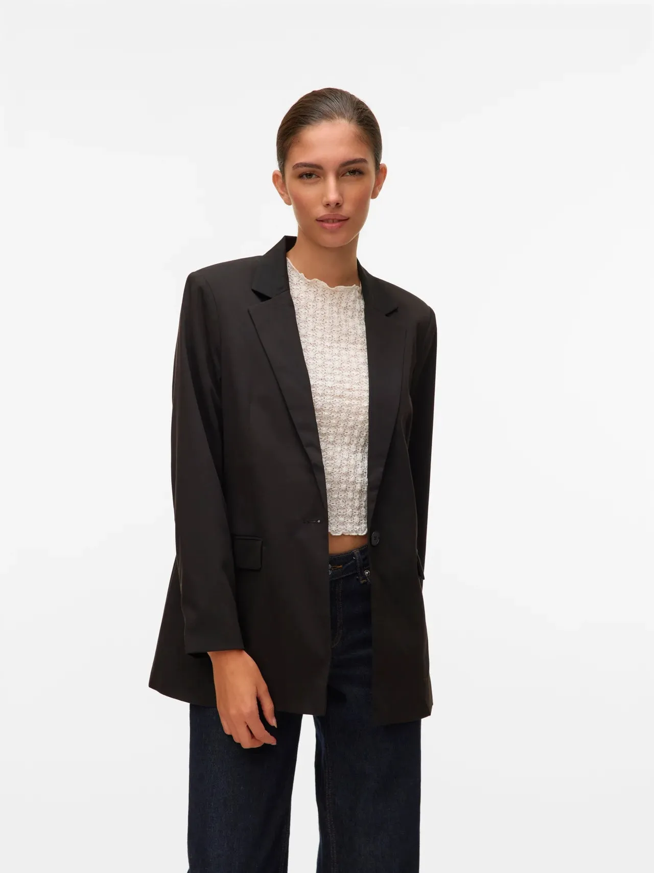 Low Maintenance Fabric Knee Length Slim Blazer