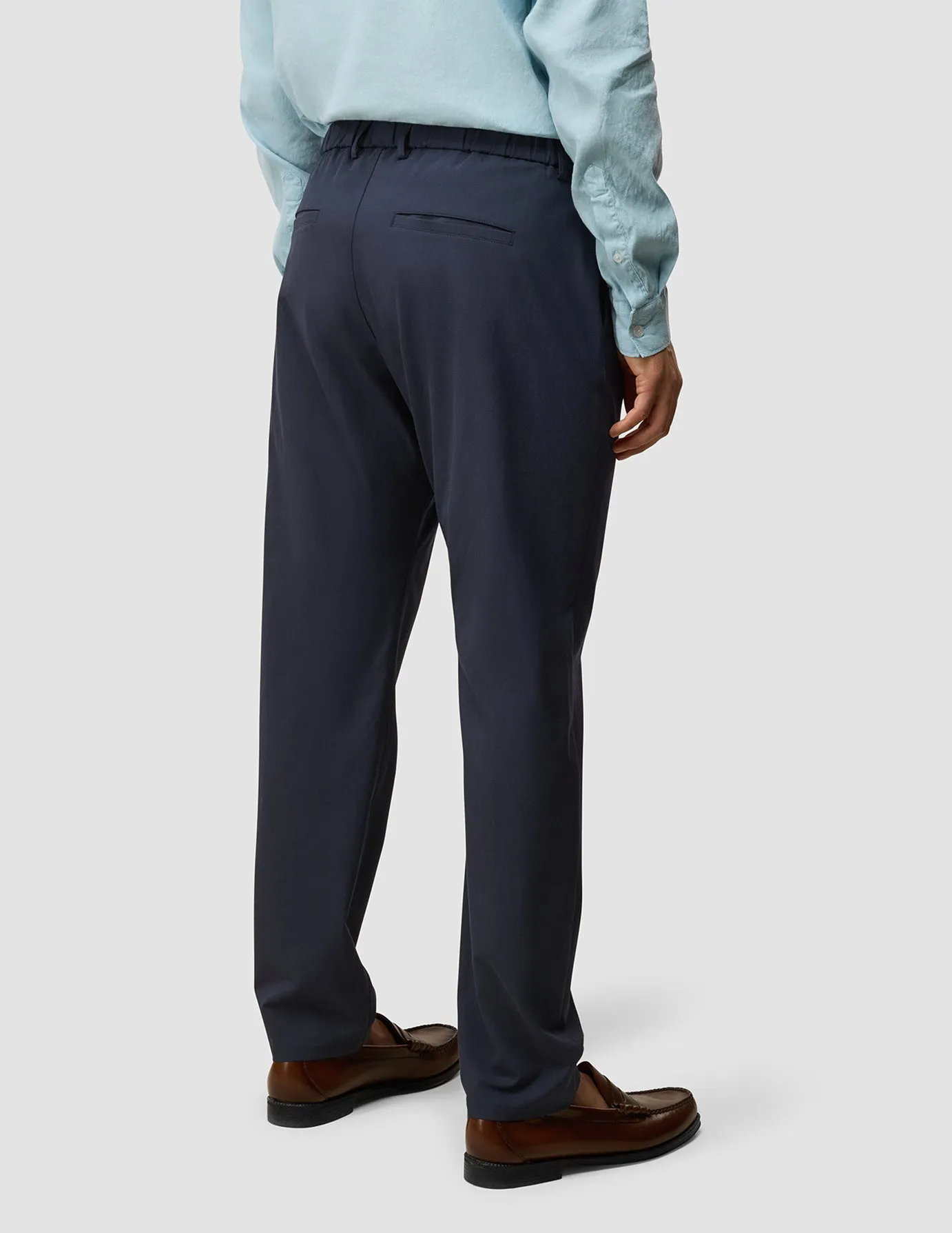 Tech Linen Elastic Pants Midnight Blue Temperature Regulating Fabric Casual Performance