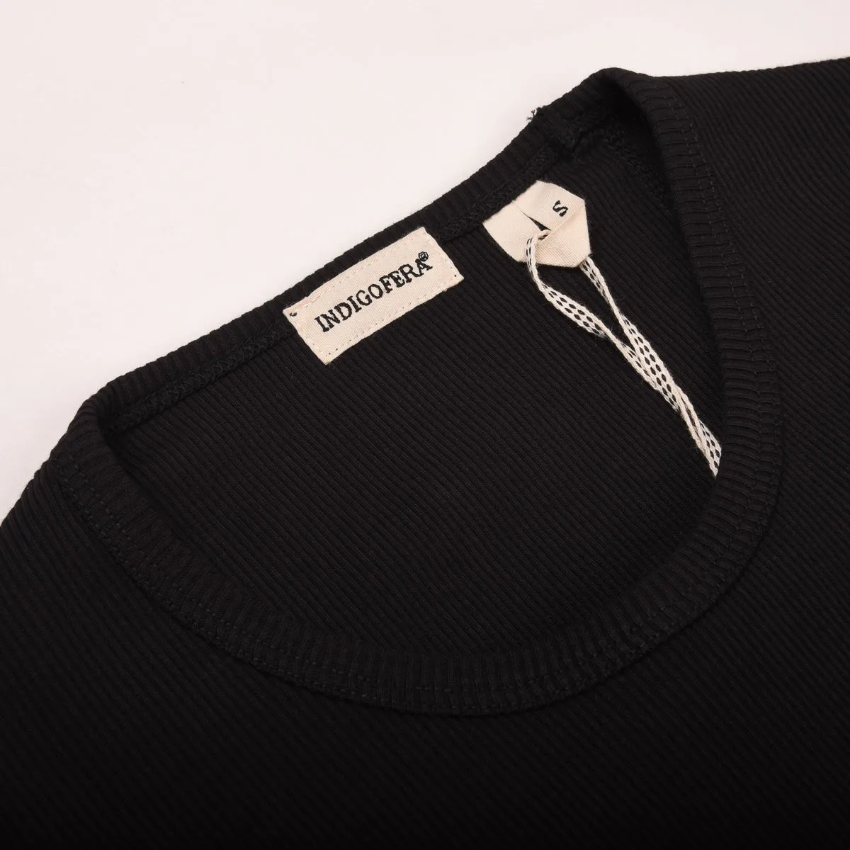 Pre Shrunk Cotton INDIGOFERA CLYDE LONG SLEEVE T-SHIRT - BLACK