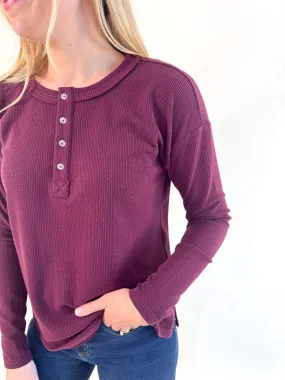 Perfect Plum Button Henley High - end skincare