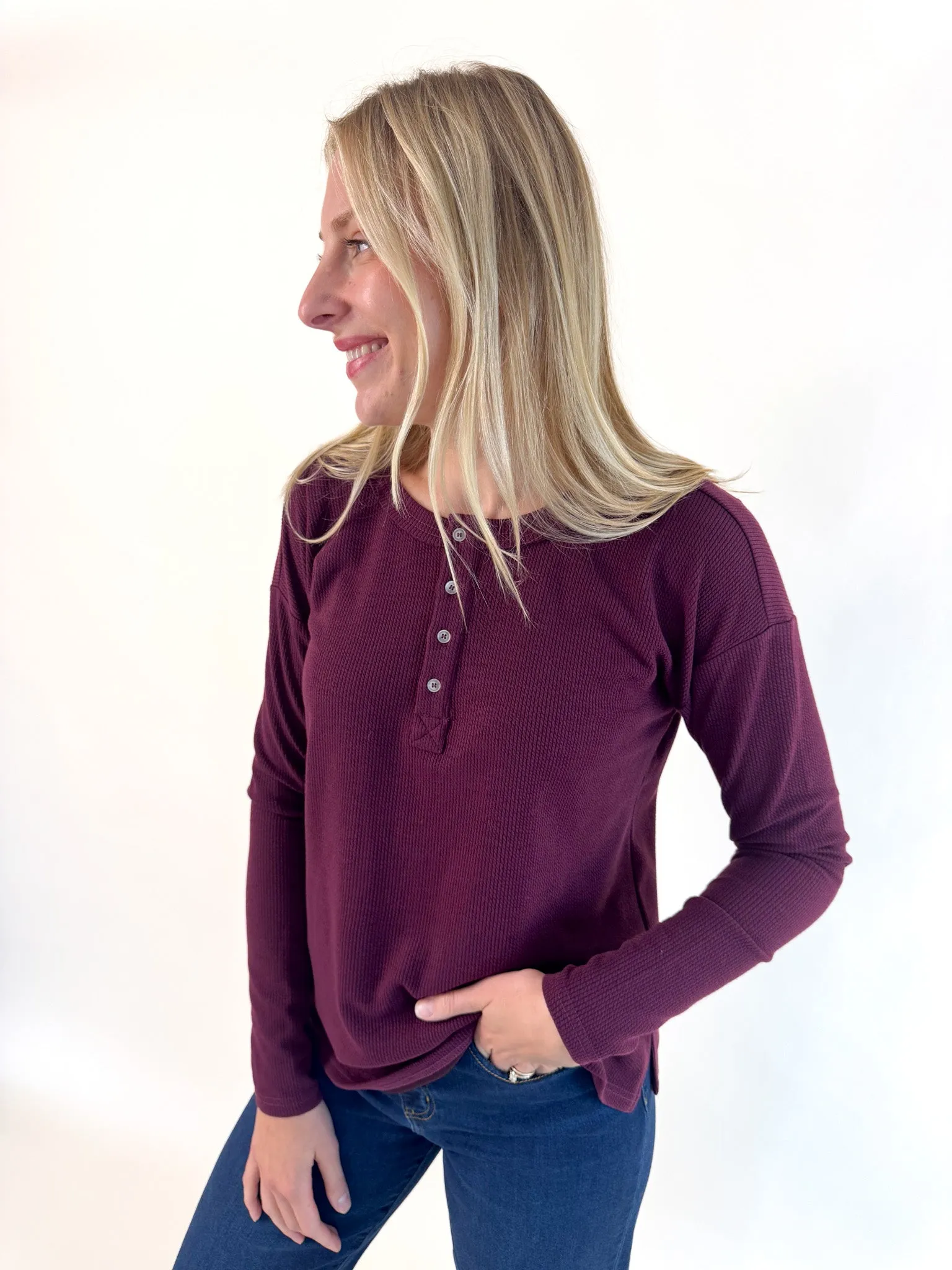 Faux Mountain Perfect Plum Button Henley