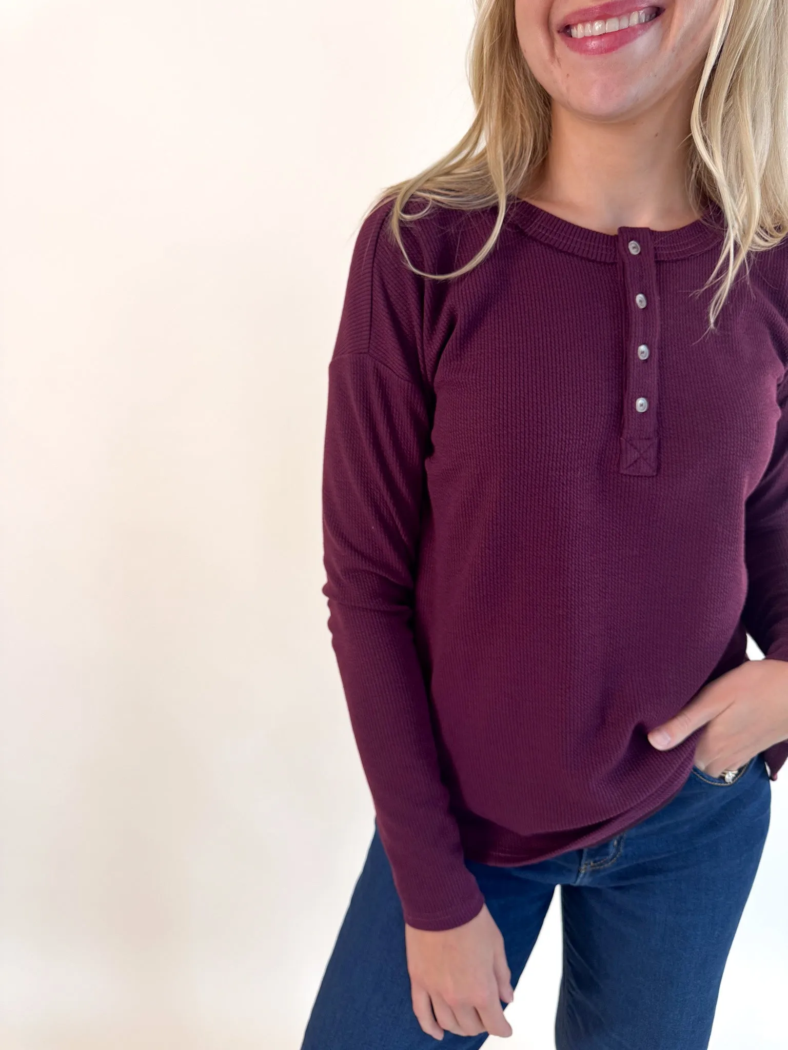 Urban Island area Perfect Plum Button Henley