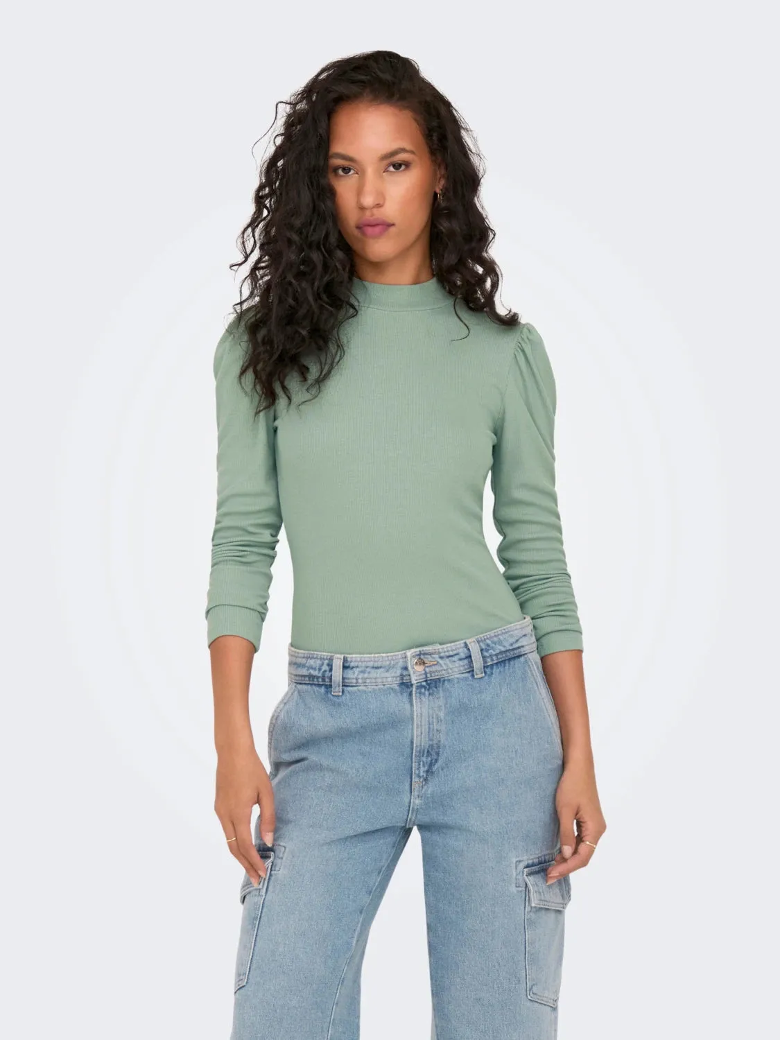 Faith Puff Sleeve Top Simple Pullover ElasticEdgeBinding