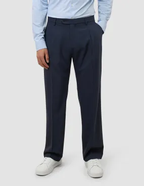 Chafe-Free Fit Light Shape Tech Wool Suit Pants Relaxed Fit Navy