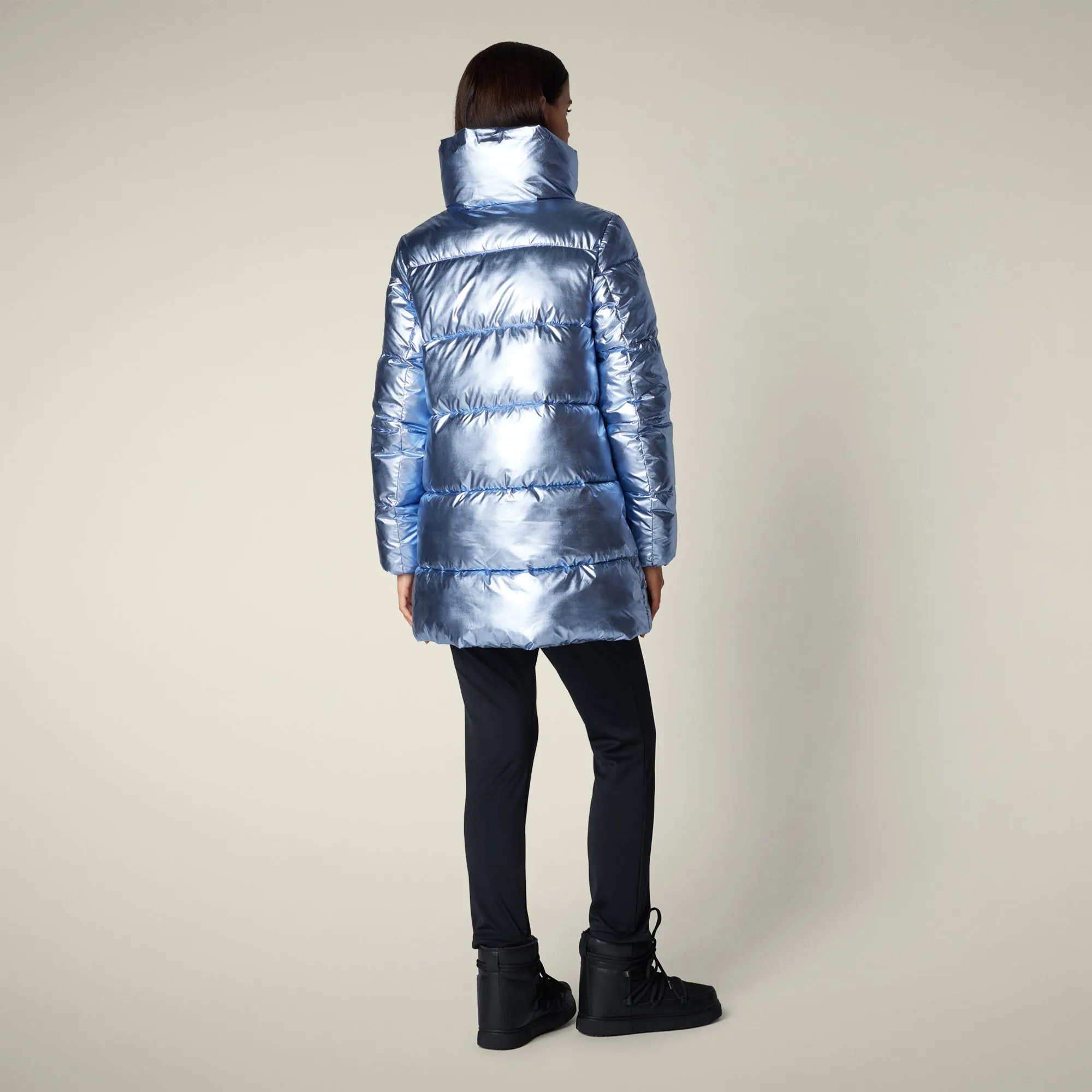 Women's animal free puffer jacket gerda  in ice blue PFC Free Waterproofing