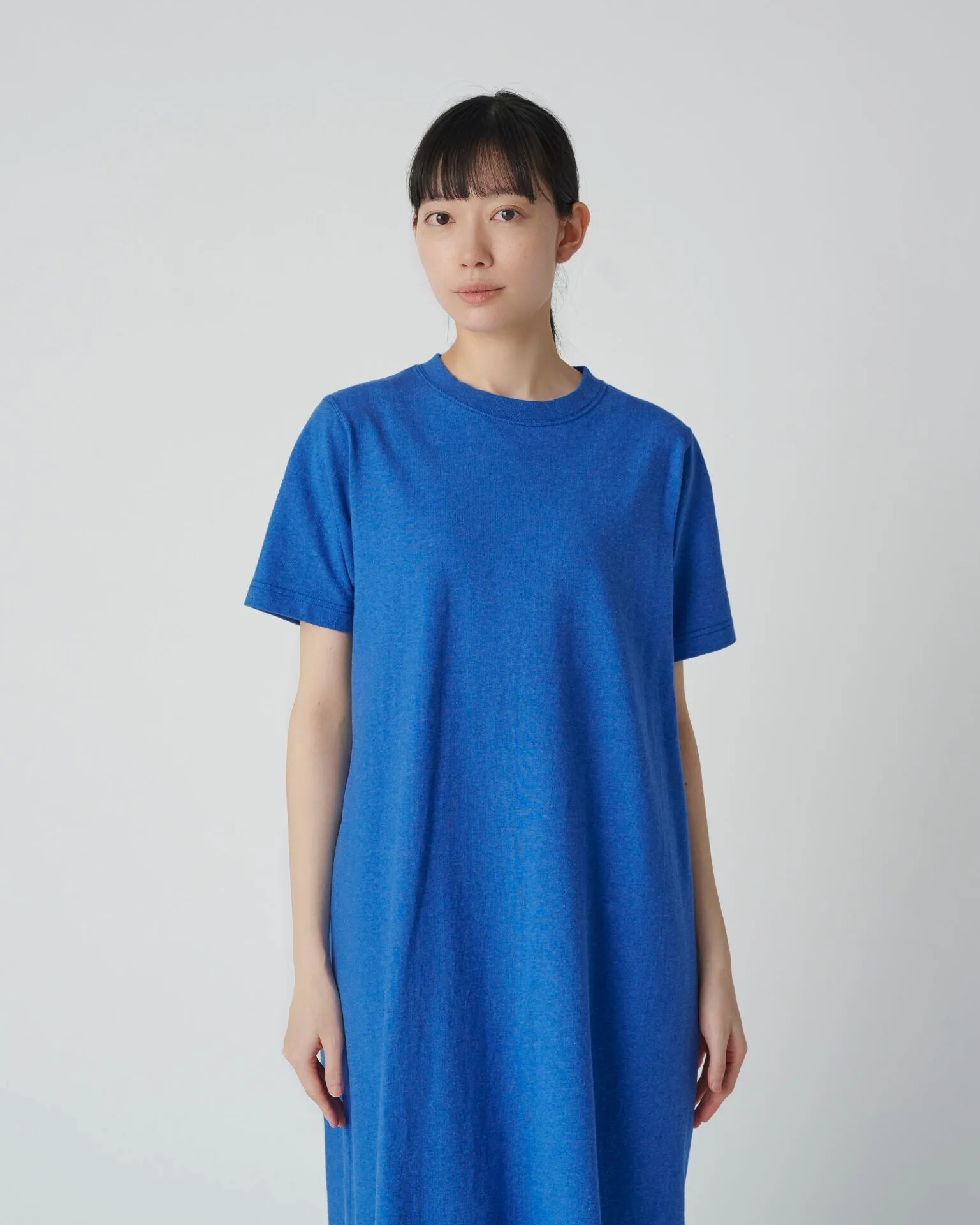 Romantic Soft SNOW PEAK RECYCLED COTTON HEAVY DRESS - BLUE