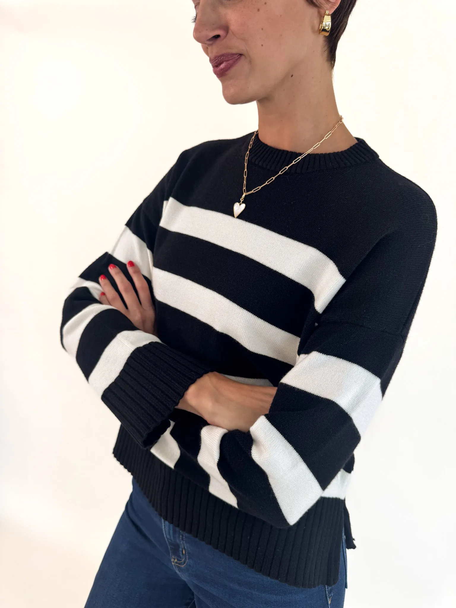 Slim Fit Design Relax Fit Design Mabel Stripe Sweater