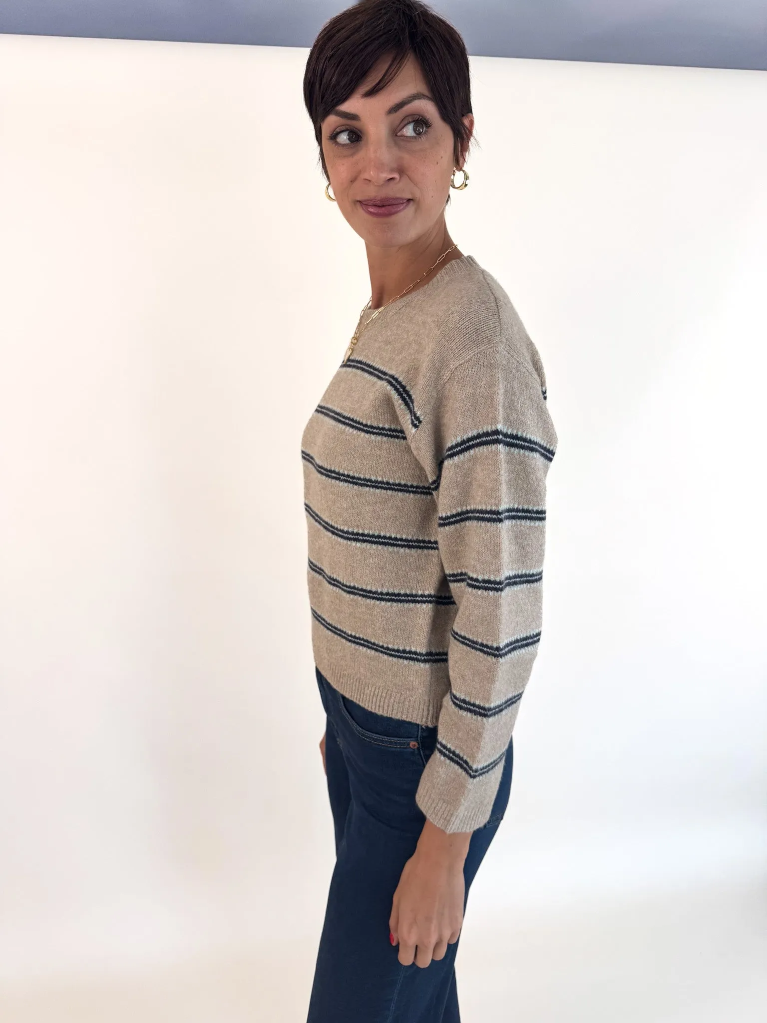 Comfy Fit Design Hudson Two Tone Striped Sweater