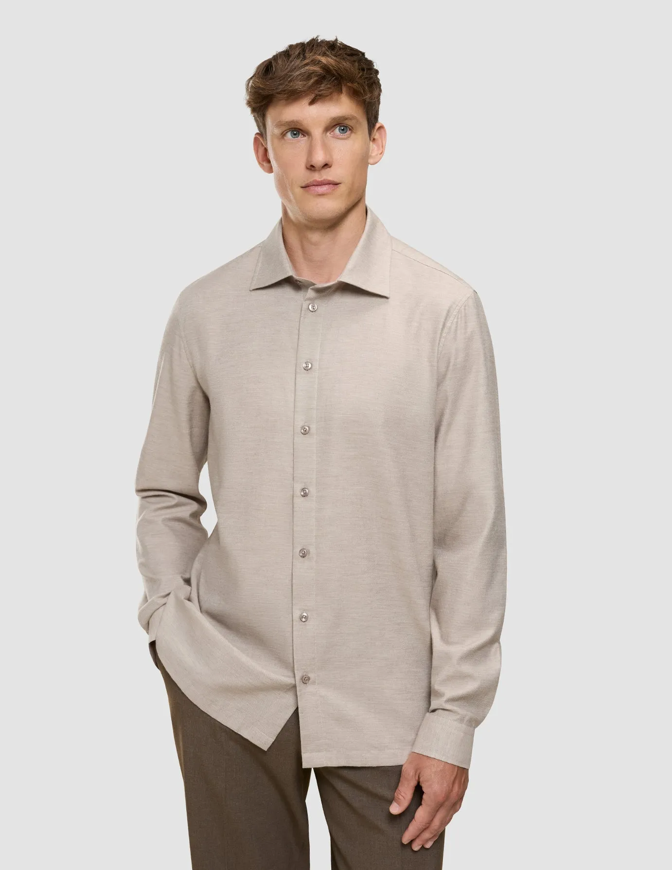 Soft Flannel Shirt Beige Hypoallergenic Lining Durable Material