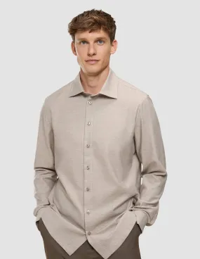 Soft Collar Design High-Quality Fabric Soft Flannel Shirt Beige