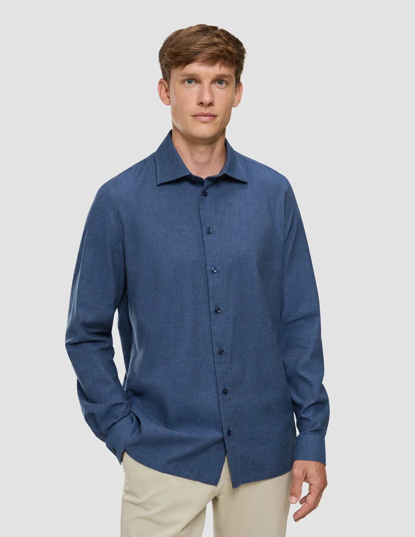 Wardrobe Staple Premium Pima Cotton Soft Flannel Shirt Dark Navy