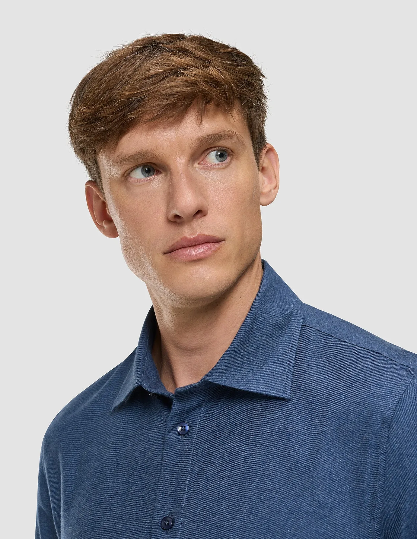 Soft Flannel Shirt Dark Navy Durable Material Modern Fit